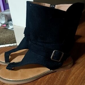 Love J Black Women's Sandals with Buckle